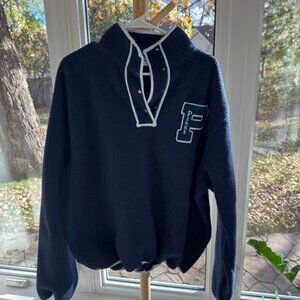 Parke Chenille Boat Fleece Navy Pullover Sweatshirt L/XL